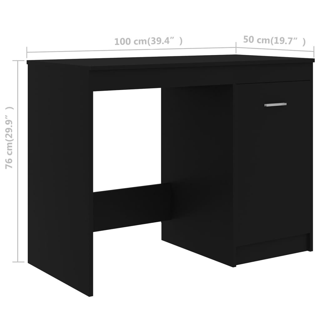 Sleek Black Engineered Wood Desk 100x50x76 cm