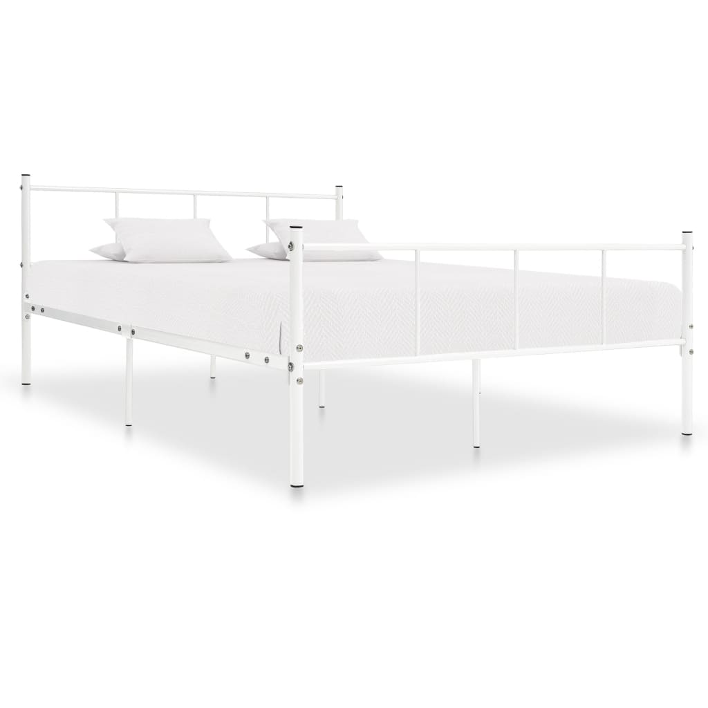 White Metal Bed Frame 120x200 cm – Sleek & Sturdy Design