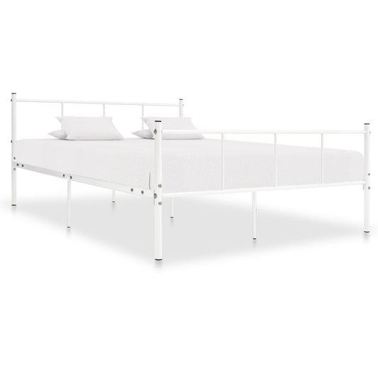 White Metal Bed Frame 120x200 cm – Sleek & Sturdy Design