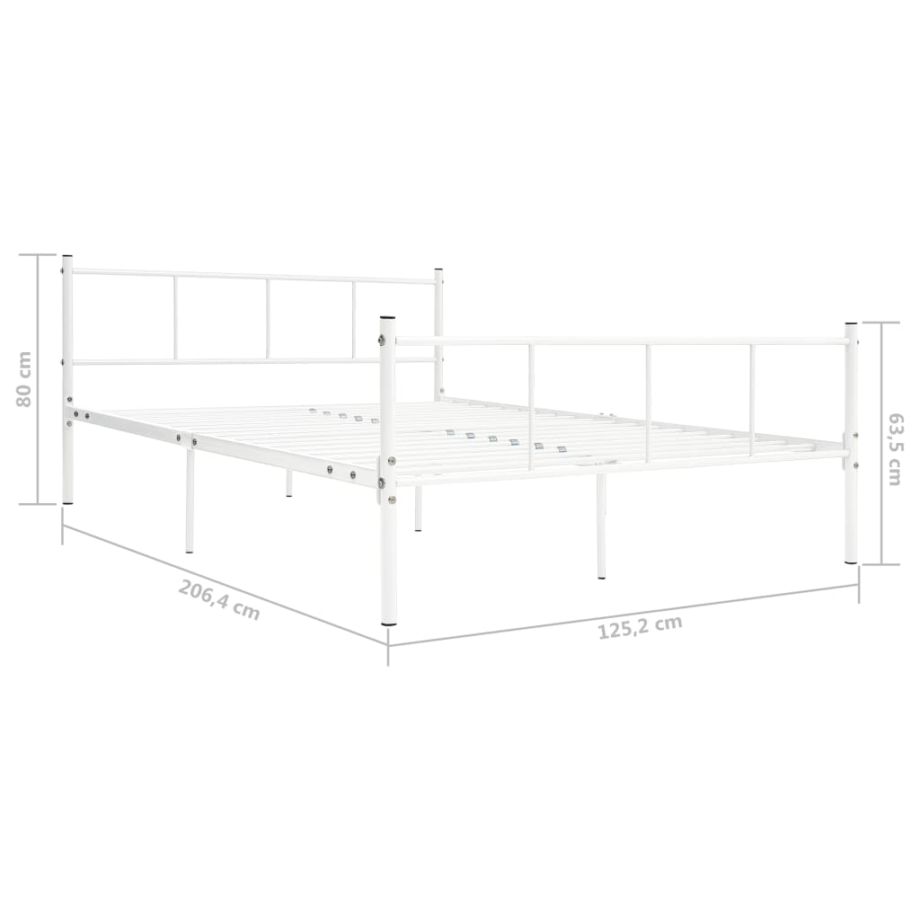 White Metal Bed Frame 120x200 cm – Sleek & Sturdy Design