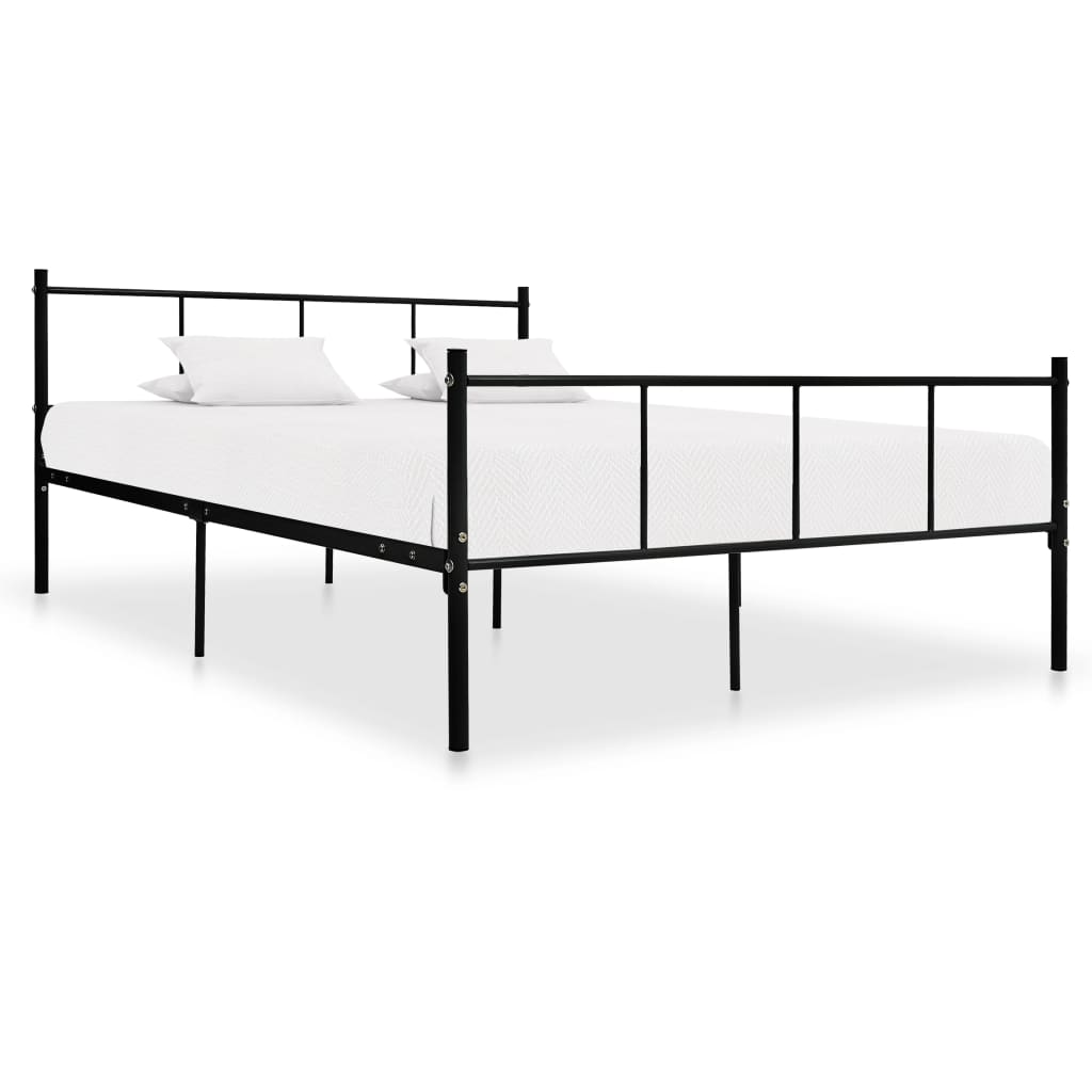 Sleek Black Metal Bed Frame 140x200 cm - Mattress Not Included