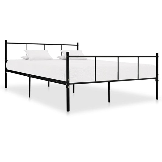 Sleek Black Metal Bed Frame 140x200 cm - Mattress Not Included