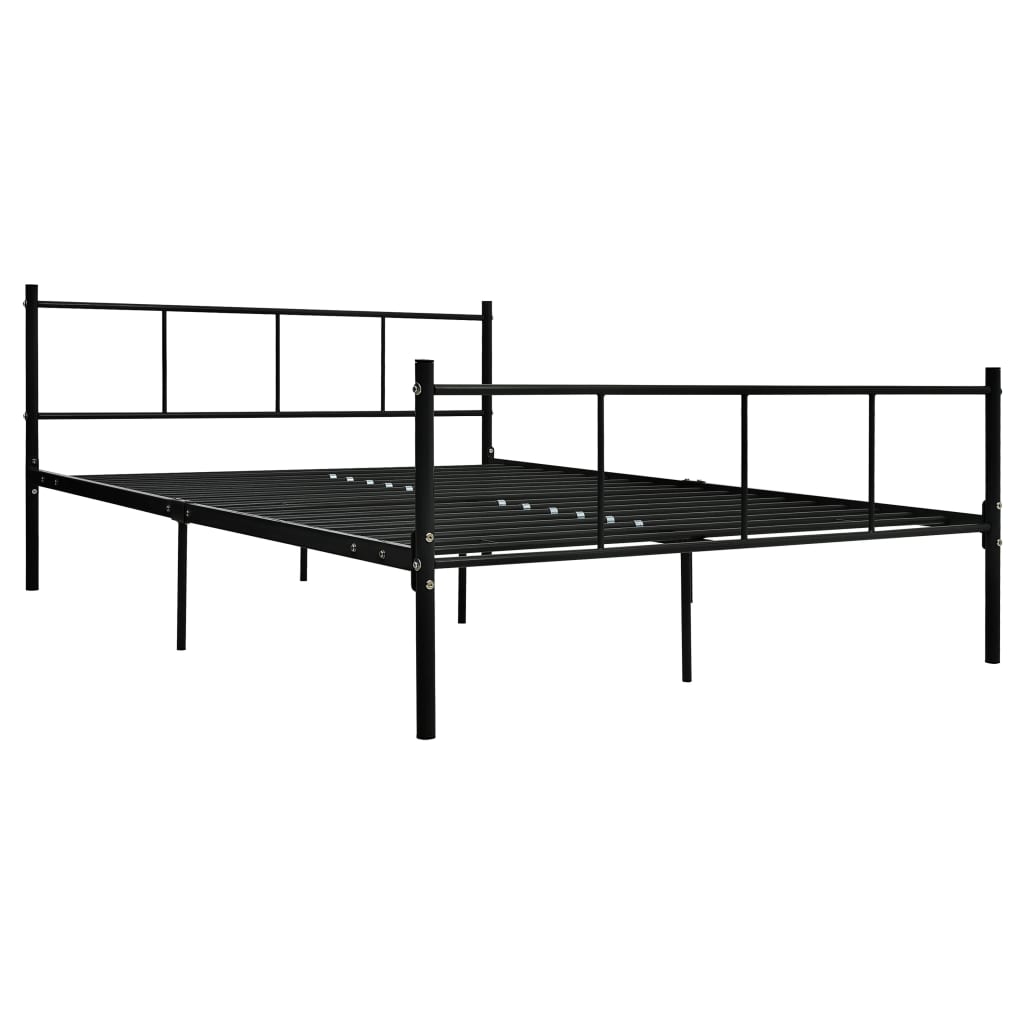 Sleek Black Metal Bed Frame 140x200 cm - Mattress Not Included