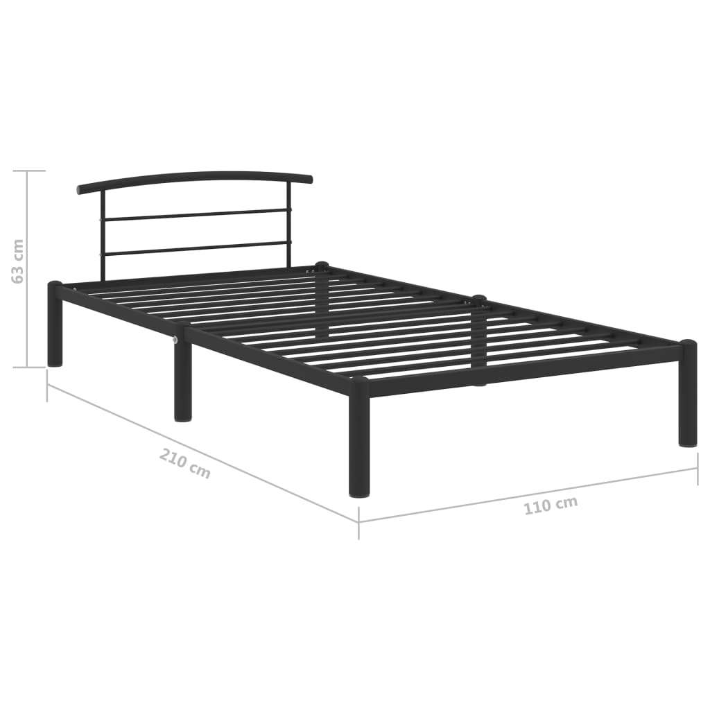 Black Metal Bed Frame 100x200 cm - vidaXL 284657 (No Mattress)