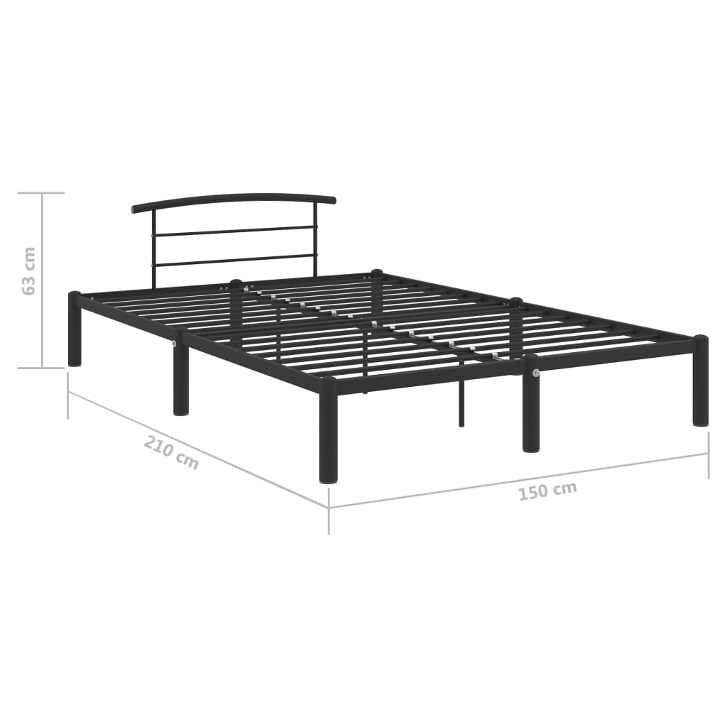 Stylish Black Metal Bed Frame 140x200 cm - vidaXL 284659