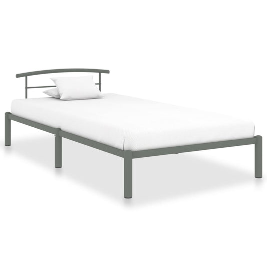 Grey Metal Bed Frame 90x200 cm - vidaXL 284662 (No Mattress)