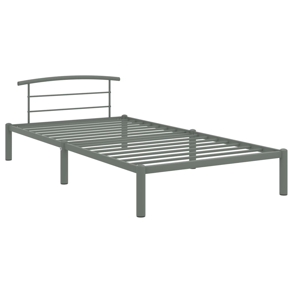 Grey Metal Bed Frame 90x200 cm - vidaXL 284662 (No Mattress)