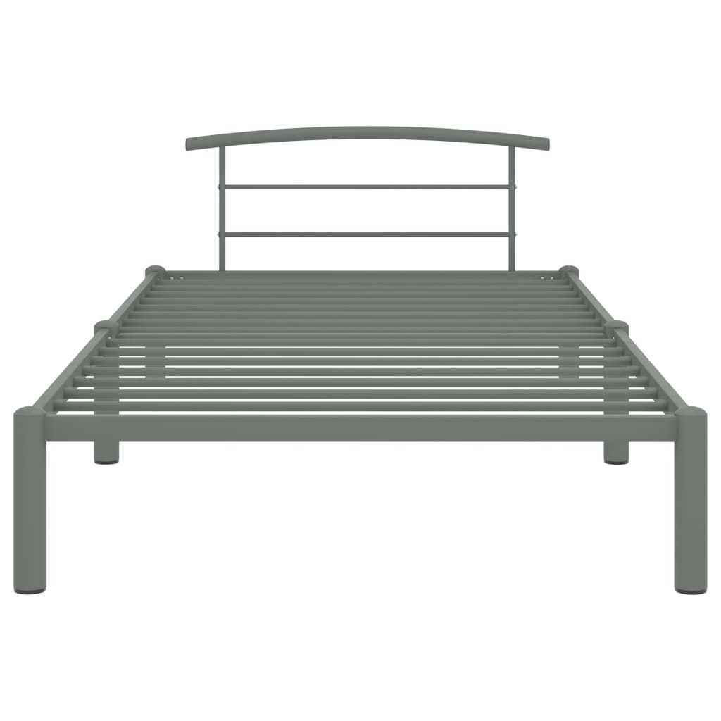 Grey Metal Bed Frame 90x200 cm - vidaXL 284662 (No Mattress)