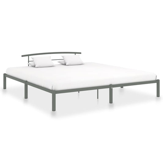 Super King Metal Bed Frame in Grey, 180x200 cm | vidaXL