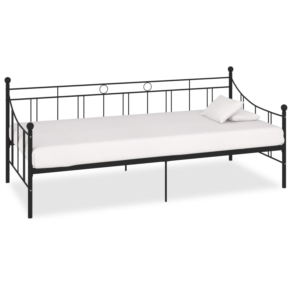 Black Metal DayBed Frame 90x200 cm - vidaXL 284669 (Mattress Not Incl.)