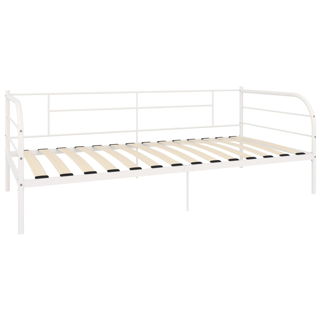 vidaXL White Metal Daybed Frame 90x200 cm - No Mattress Included