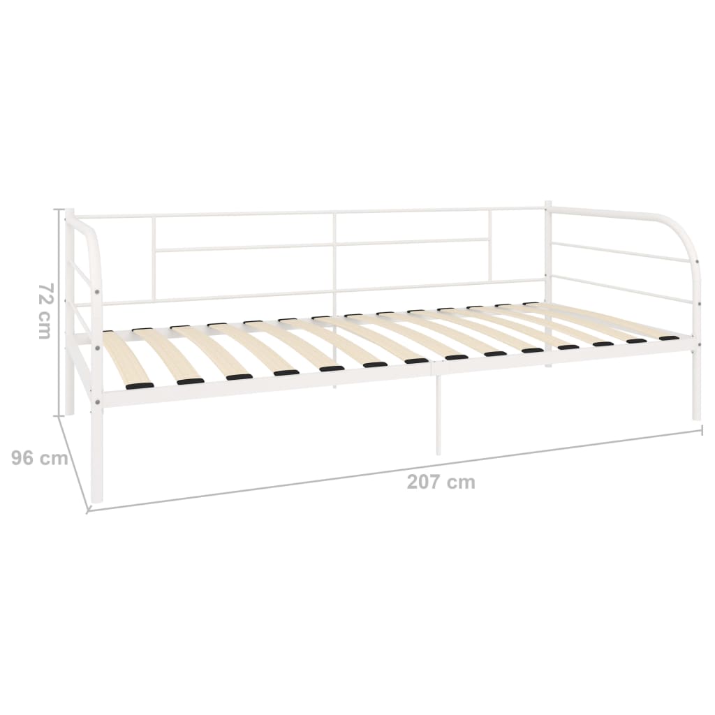 vidaXL White Metal Daybed Frame 90x200 cm - No Mattress Included