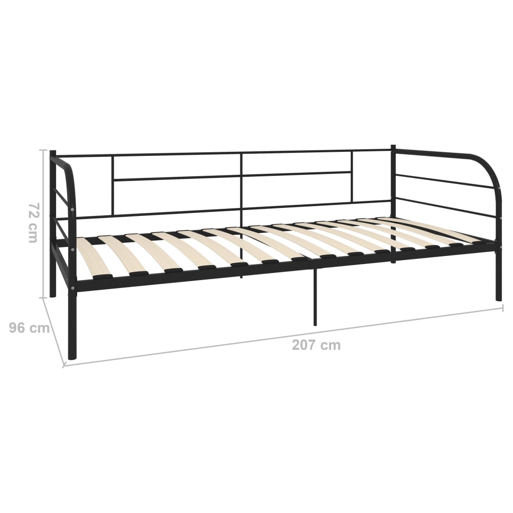 Black Metal DayBed Frame 90x200 cm - vidaXL 284673 (Mattress Not Included)