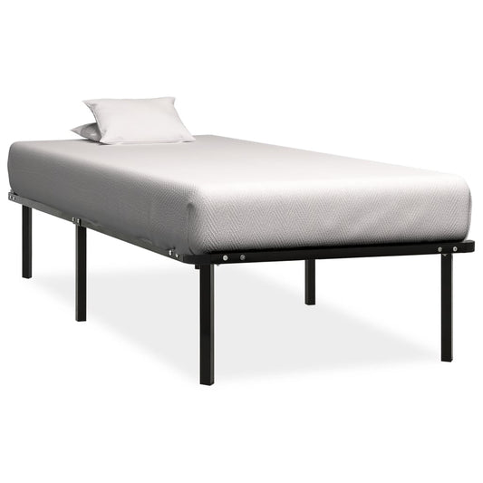 Black Metal Bed Frame 100x200 cm - Sturdy, Sleek & Modern Design