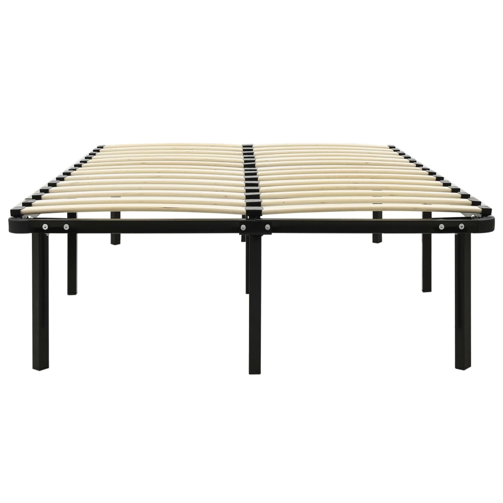 Sleek Black Metal Bed Frame 140x200 cm - Mattress Not Included