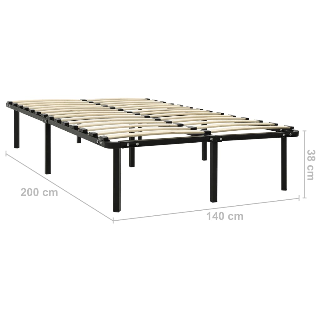 Sleek Black Metal Bed Frame 140x200 cm - Mattress Not Included