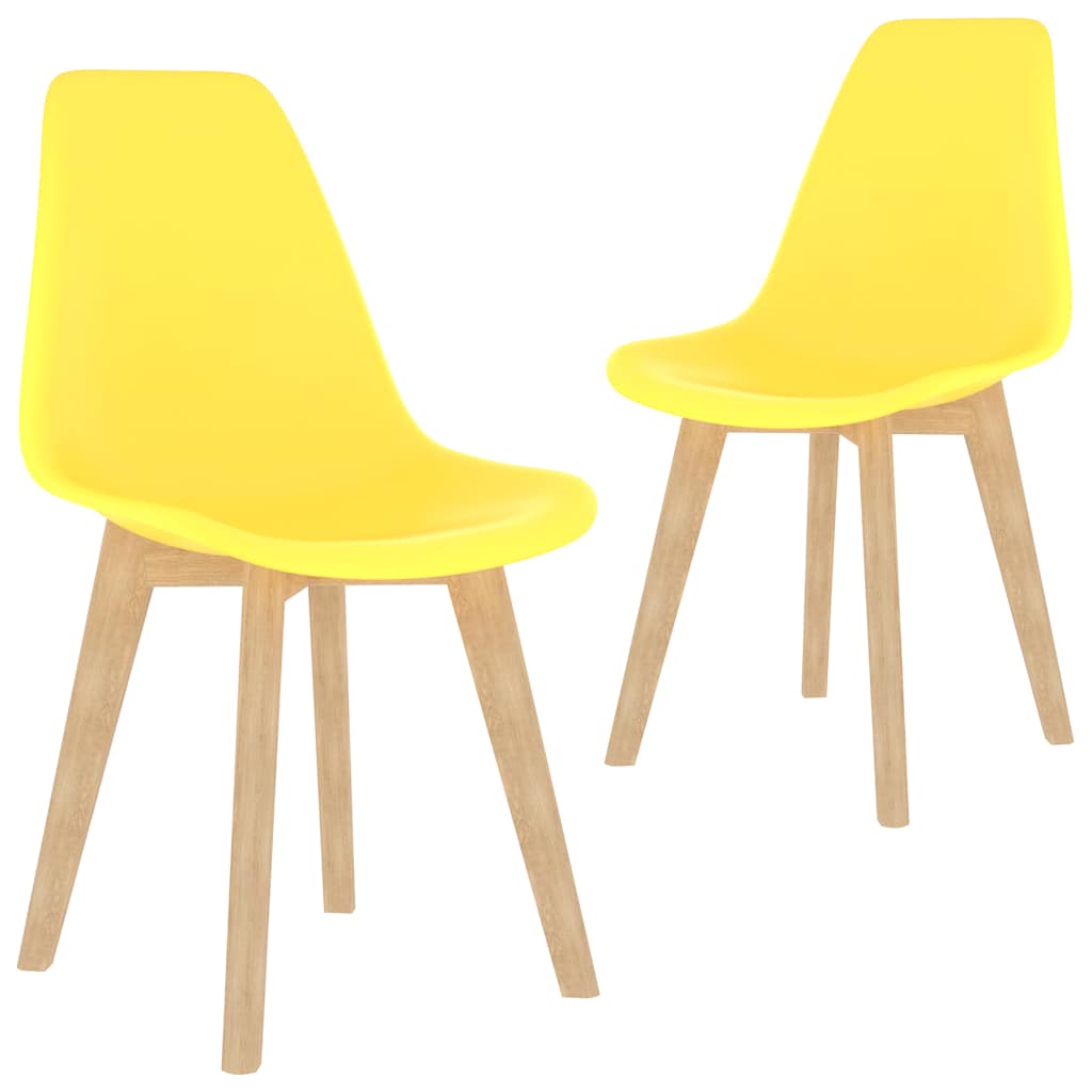 Dining Chairs 2 pcs Yellow Plastic