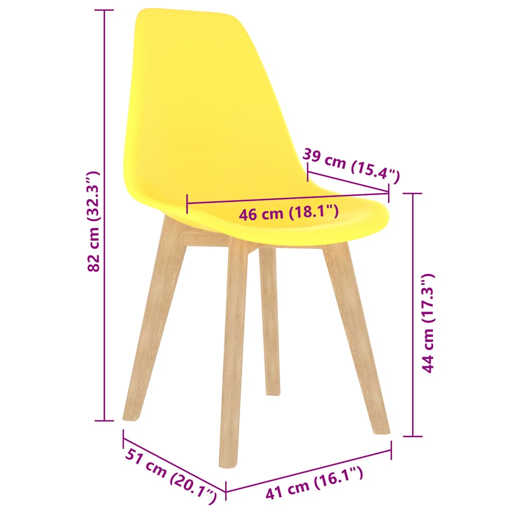 Dining Chairs 2 pcs Yellow Plastic