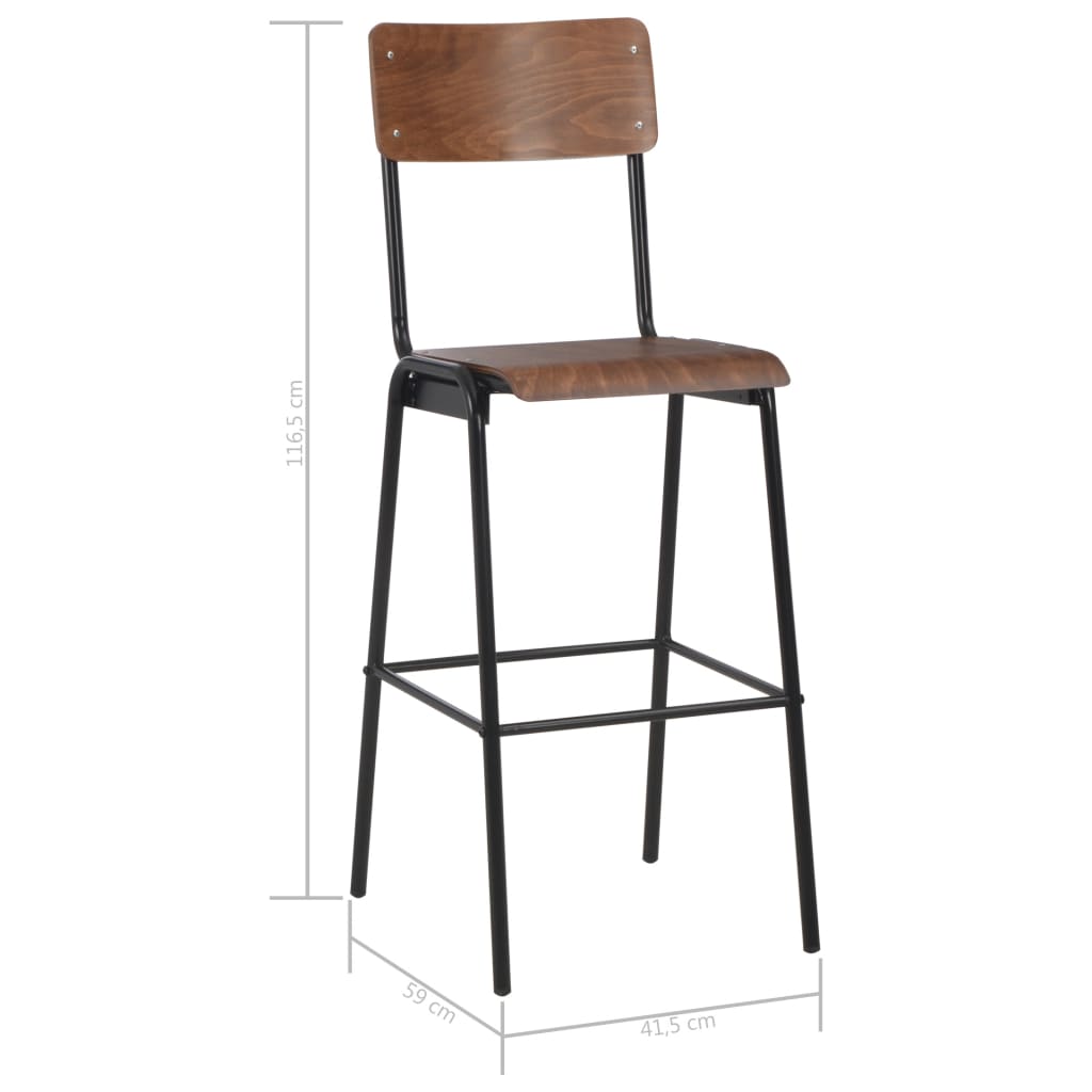 Bar Chairs 4 pcs Solid Plywood Steel