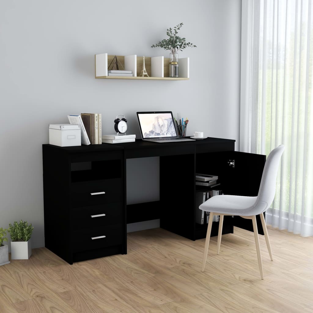 Sleek Black Desk - Engineered Wood, 140x50x76 cm