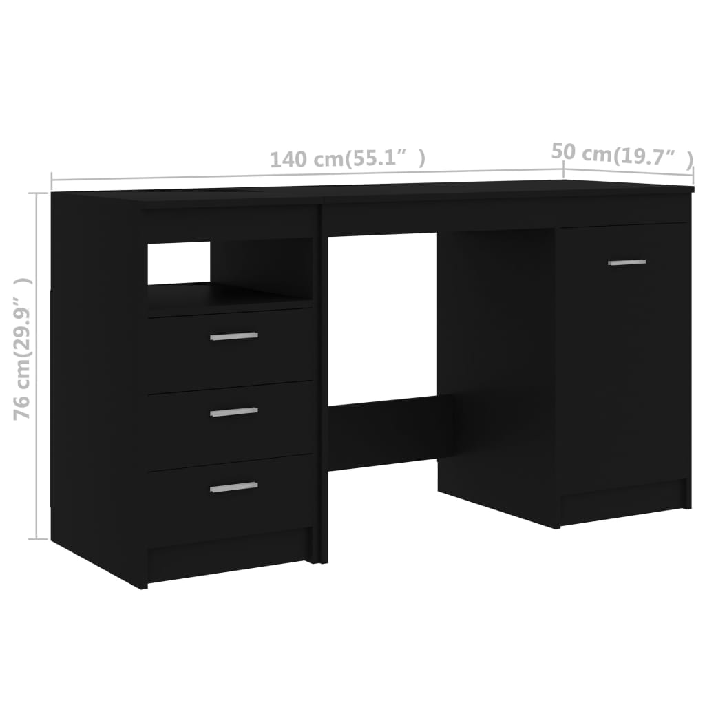 Sleek Black Desk - Engineered Wood, 140x50x76 cm
