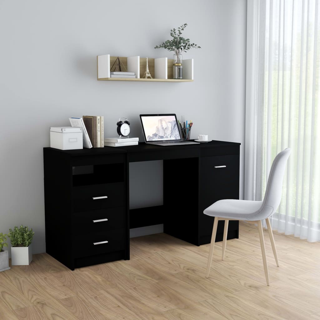 Sleek Black Desk - Engineered Wood, 140x50x76 cm