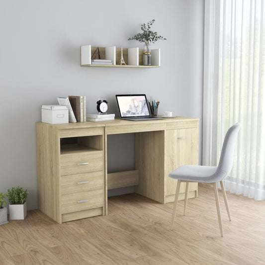 Sonoma Oak Desk 140x50x76 cm - Engineered Wood Elegance