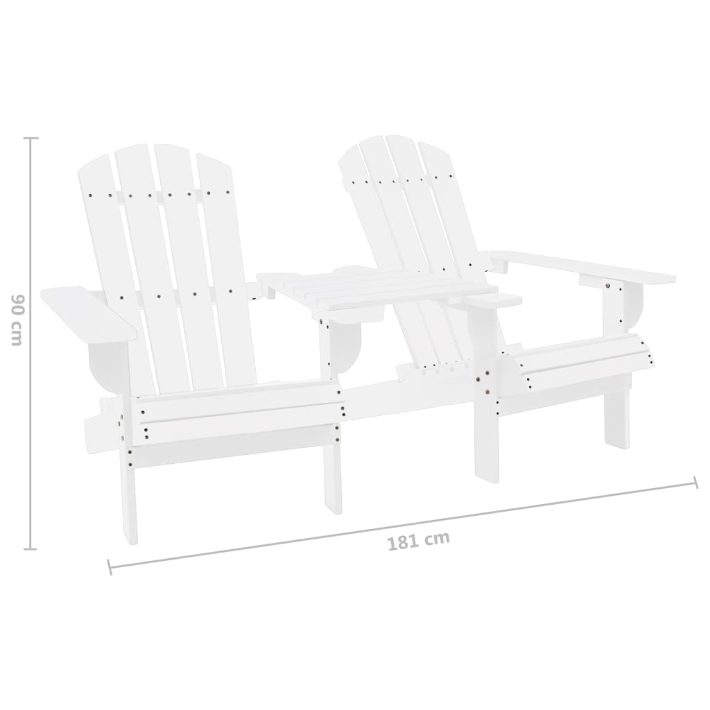Solid Fir Wood Adirondack Chair - White Garden Seating