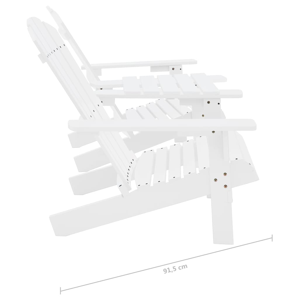 Solid Fir Wood Adirondack Chair - White Garden Seating