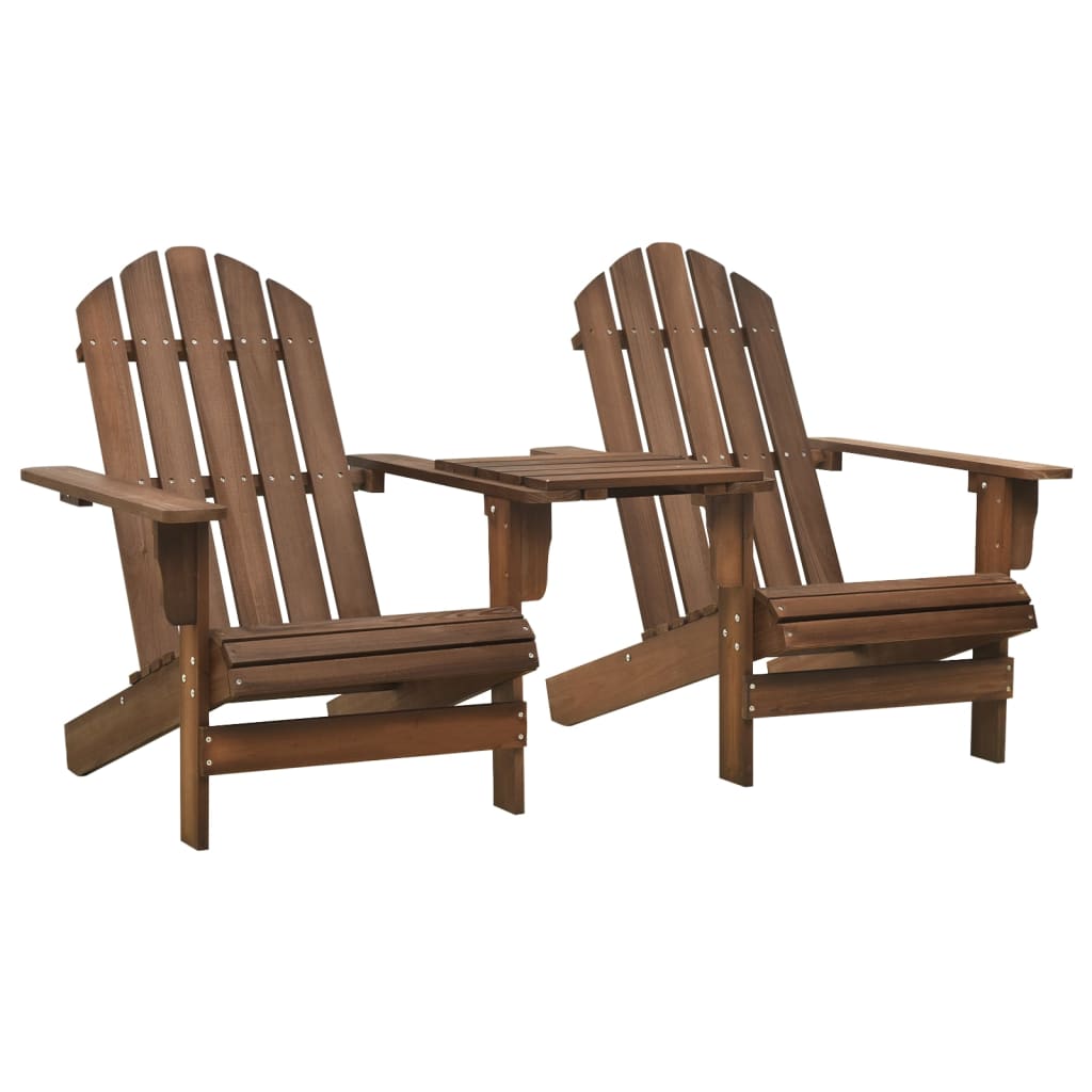 Solid Fir Wood Adirondack Chair - Brown | Garden Furniture