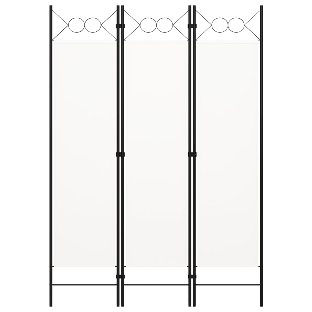 White 3-Panel Room Divider, Wood Frame, 120x180 cm Partition Screen