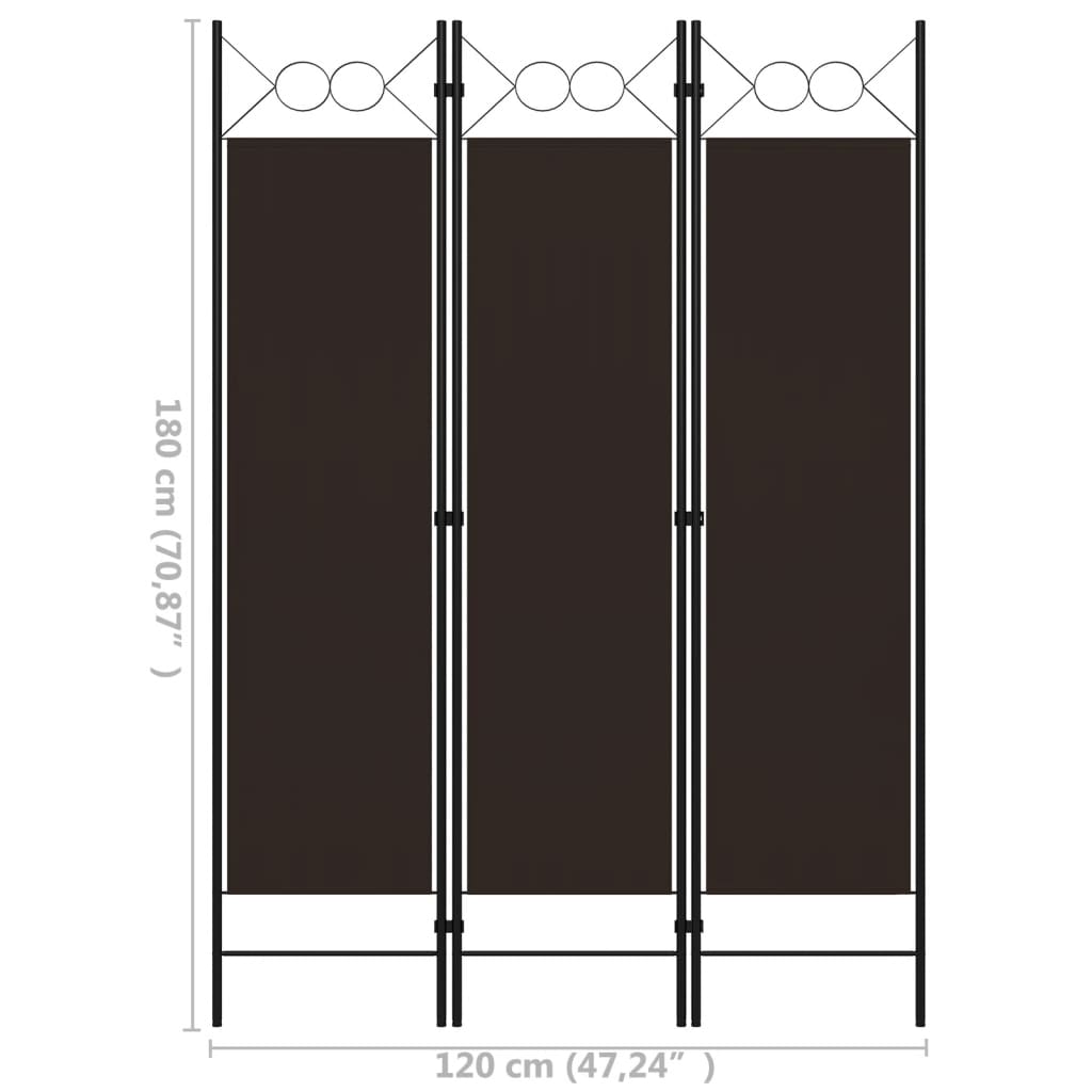 Brown 3-Panel Room Divider, 120x180 cm - Stylish Privacy Screen