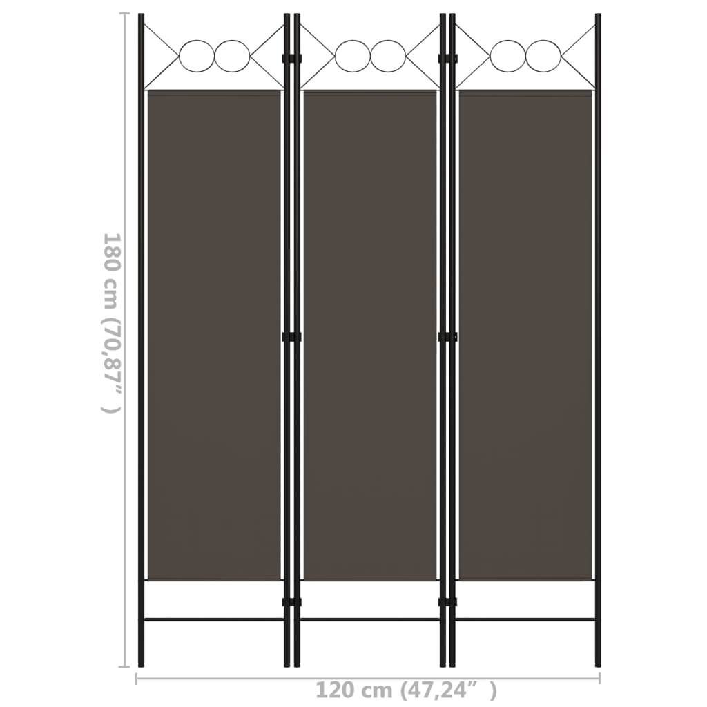 Anthracite 3-Panel Room Divider, 120x180 cm - Stylish Privacy Screen