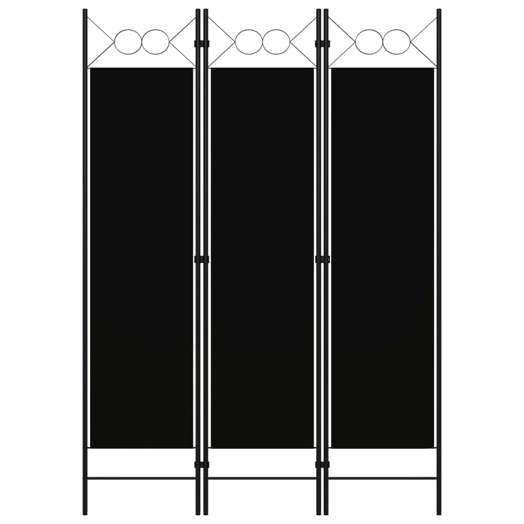 Black 3-Panel Room Divider, 120x180 cm – Stylish Privacy Screen