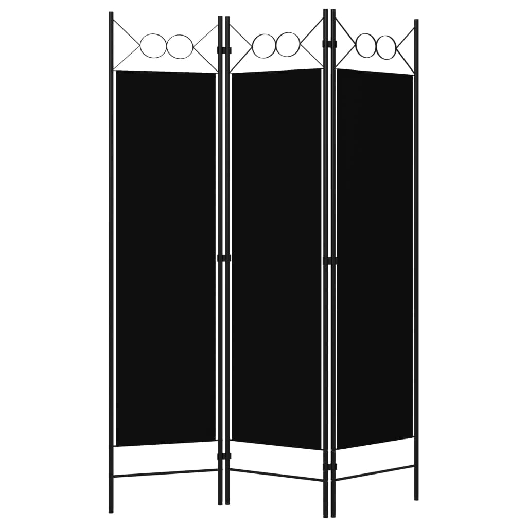 Black 3-Panel Room Divider, 120x180 cm – Stylish Privacy Screen