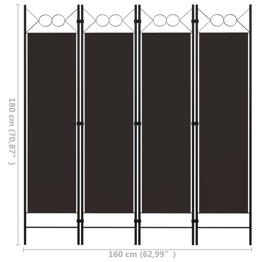 Elegant 4-Panel Brown Room Divider, 160x180 cm - Cozy Privacy Screen