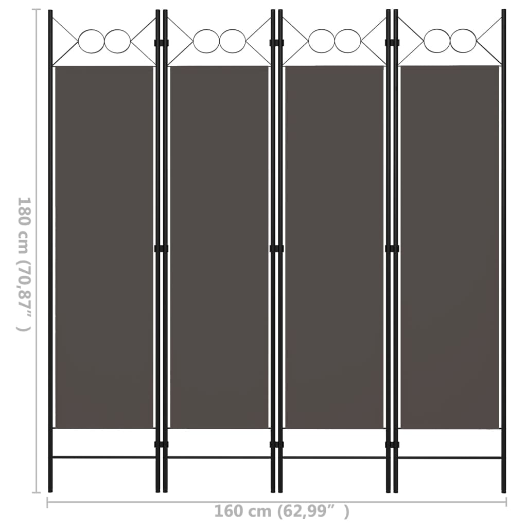 Anthracite 4-Panel Room Divider 160x180 cm - Stylish Privacy Screen