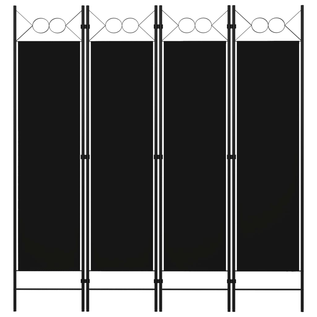 Elegant Black 4-Panel Room Divider, 160x180 cm - Privacy Screen