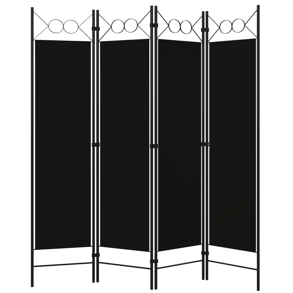 Elegant Black 4-Panel Room Divider, 160x180 cm - Privacy Screen