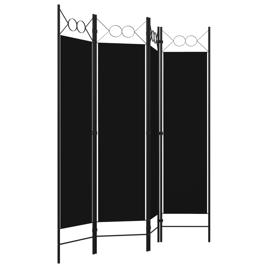 Elegant Black 4-Panel Room Divider, 160x180 cm - Privacy Screen