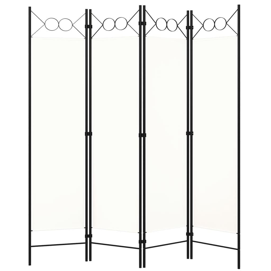 4-Panel White Room Divider, 160x180 cm, Elegant Privacy Screen