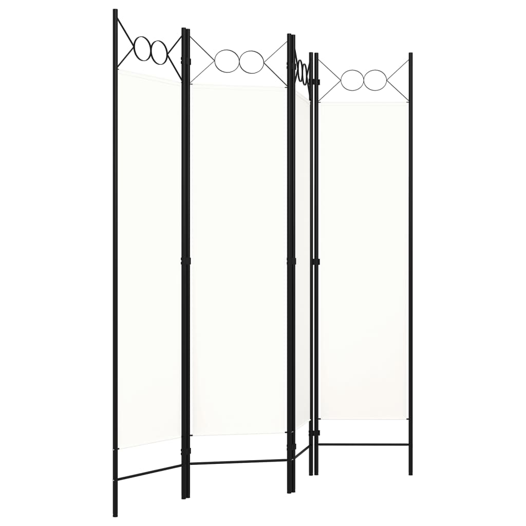 4-Panel White Room Divider, 160x180 cm, Elegant Privacy Screen