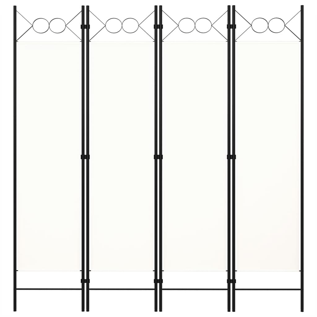 4-Panel White Room Divider, 160x180 cm, Elegant Privacy Screen