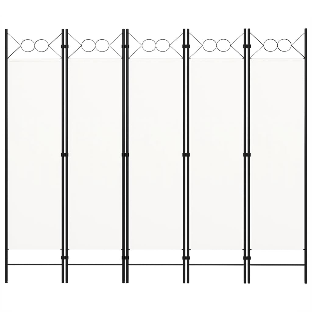 White 5-Panel Room Divider, 200x180 cm - Stylish Privacy Screen