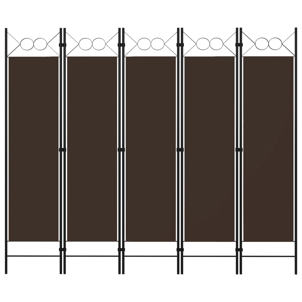 Elegant Brown 5-Panel Room Divider - 200x180 cm Privacy Screen
