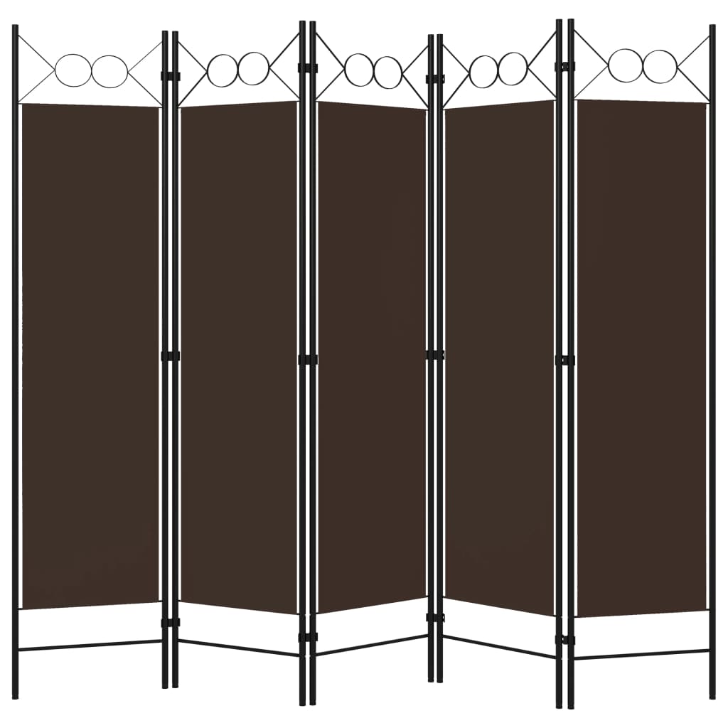 Elegant Brown 5-Panel Room Divider - 200x180 cm Privacy Screen