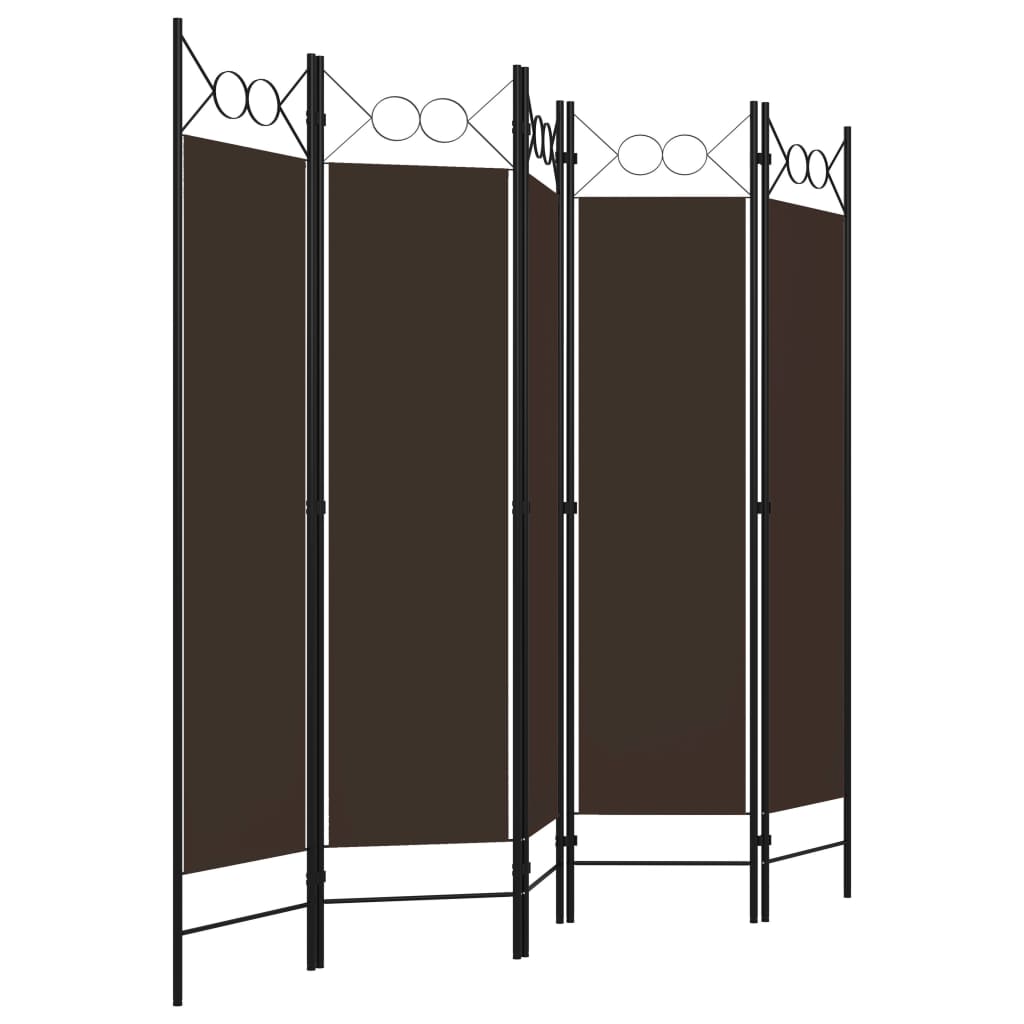 Elegant Brown 5-Panel Room Divider - 200x180 cm Privacy Screen
