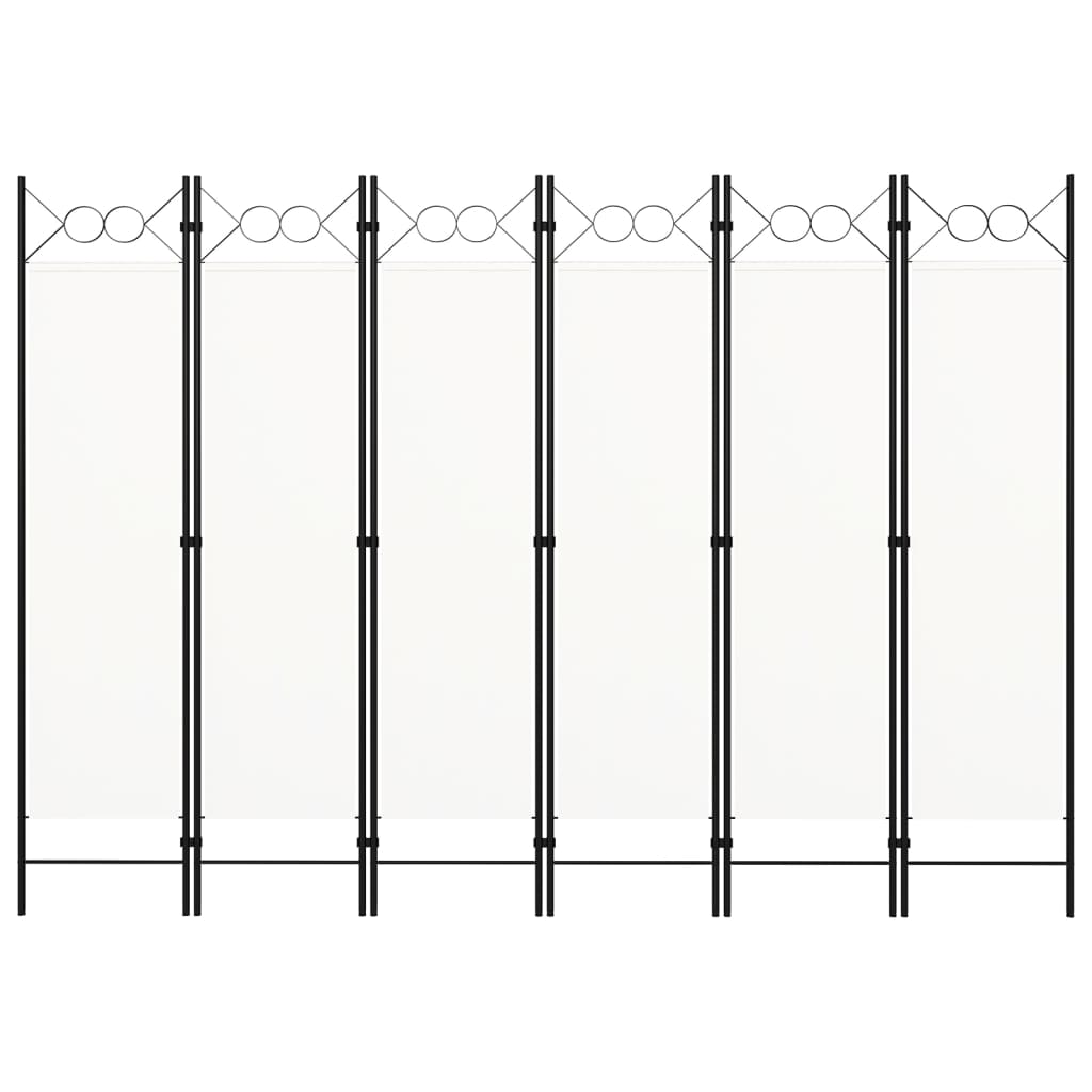 White 6-Panel Room Divider, 240x180 cm - Stylish Privacy Screen