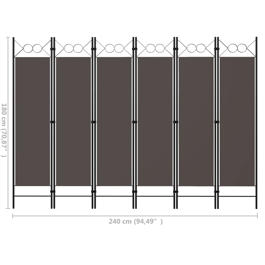 6-Panel Anthracite Room Divider, 240x180 cm, Stylish Privacy Screen