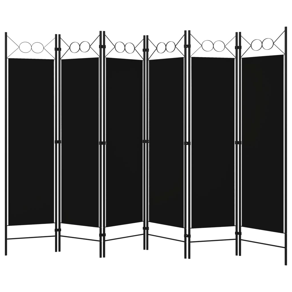 Elegant 6-Panel Black Room Divider, 240x180 cm, Privacy Screen